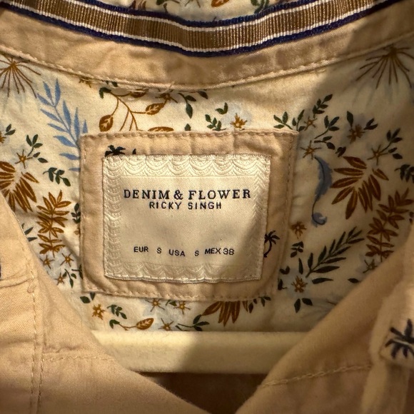 Denim & Flower Ricky Singh Palm Tree Short Sleeve Button-Up Shirt Small Summer - Picture 3 of 4